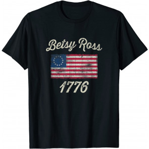 God Bless America Betsy Ross Flag 1776 Vintage T-Shirt