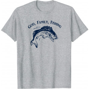 GOD FAMILY FISHING Religious Christian Fisherman Vintage T-Shirt