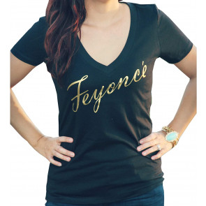 Gold Feyonce Soft V Neck Gold Fiance For Women T-Shirt