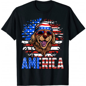 Golden Retriever America Patriotic Dog USA Flag Memorial Day T-Shirt