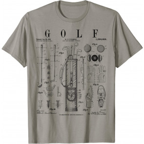 Golf Club Golfer Old Vintage Patent Drawing Print T-Shirt