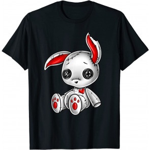Goth Bunny Cute Gothic White Bunny Red Heart T-Shirt