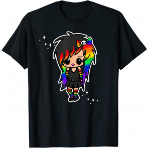 Goth LGBTQ Chibi Girl Gothic Emo Pride Scene Kid Rainbow T-Shirt