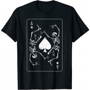 Goth Punk Ace Of Spades Card Shark Gambler Skeleton T-Shirt