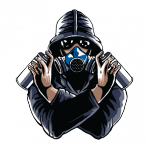 Grafitti Artist Wearing Gas Mask Anarchy Tshirt