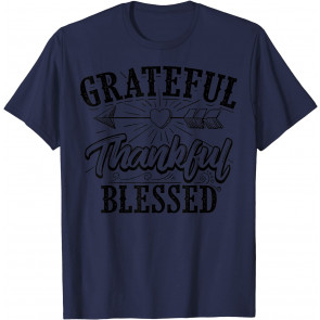 Grateful Thankful Blessed Cool Turkey Thanksgiving Day Gift T-Shirt