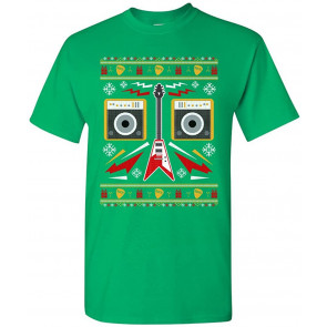 Guitar Rock N' Roll Music Face Ugly Christmas T-Shirt
