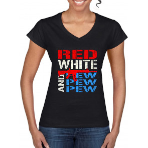Guns Flag America Red White And Pew Pew Pew Americana/American T-Shirt