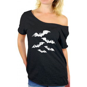 Halloween Bats Off The Shoulder Tops For Women T-Shirt