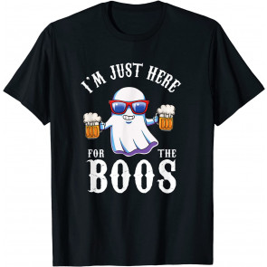 Halloween Booze Im Just Here For The Boos Drinking Ghost T-Shirt