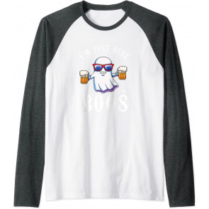 Halloween Booze Im Just Here For The Boos Drinking Ghost T-Shirt