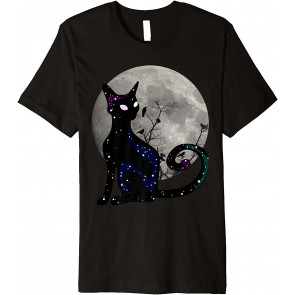 Halloween Cat Scary Black Cat Gothic Looking Halloween Cat T-Shirt