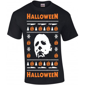 Halloween Scary Mask Ugly Christmas  Theme T-Shirt