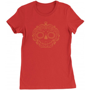 Halloween Sugar Skull Pumpkin Head Womens T-Shirt
