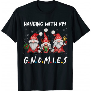 Hanging With Gnomies Gnome Buffalo Plaid Red Xmas Christmas T-Shirt