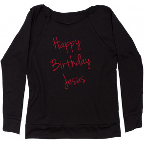 Happy Birthday Jesus Christmas Off Shoulder Sweat T-Shirt