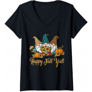 Happy Fall Y'all Gnome Leopard Pumpkin T-Shirt