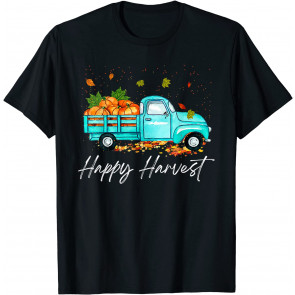 Happy Harvest Fall Season Pumpkin Truck Thanksgiving Vintage T-Shirt