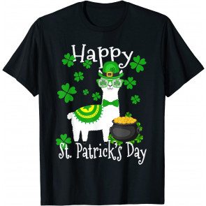 Happy St Patricks Day Llama, Dad Mom Boy Girl Lucky Gift T-Shirt