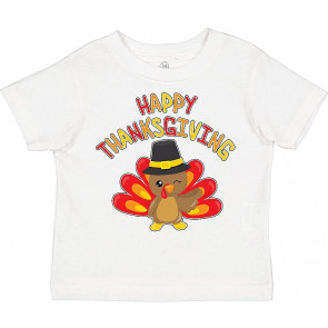 Happy Thanksgiving- Cute Turkey In Pilgrim Hat Toddler T-Shirt