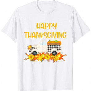 Happy Thanksgiving Day Fall Farm Truck Thankful Boys Girls T-Shirt