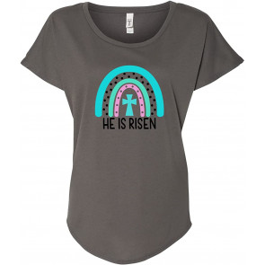 He Is Risen Christian Cross Boho Rainbow  T-Shirt