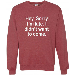 Hey Sorry I'm Late I Didn't Want To Come T-Shirt