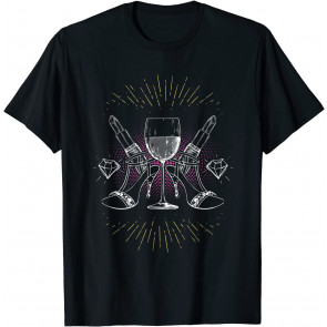 High Heels Red Wine White Wine Lipstick Diamonds Champagne T-Shirt