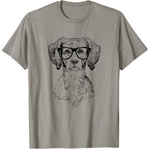 Hipster Brittany Spaniel In Nerd Glasses Dog T-Shirt