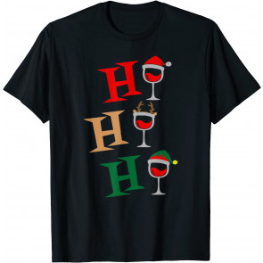Ho Ho Ho Christmas Wine Glasses T-Shirt