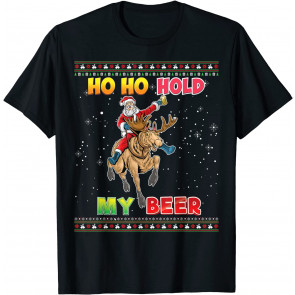 Ho Ho Hold My Beer Christmas Drinking Santa In July  T-Shirt