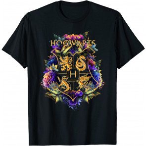 Hogwarts Multi-Colored Floral Crest T-Shirt