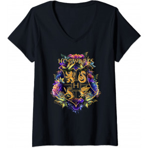 Hogwarts Multi-Colored Floral Crest T-Shirt