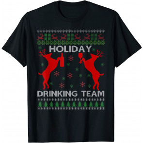 Holiday Drinking Team Reindeer Beer Wine Christmas T T-Shirt