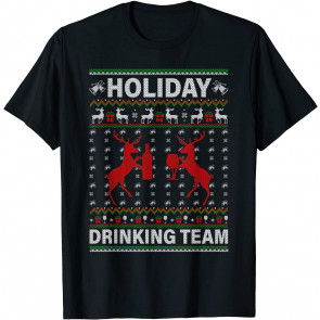 Holiday Drinking Team Reindeer Drink Ugly Christmas Pajama T-Shirt