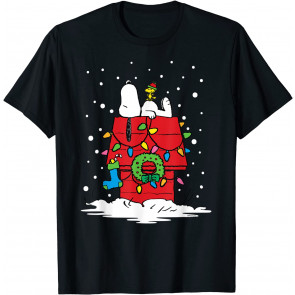 Holiday Snoopy And Woodstock Stocking Light Up T-Shirt