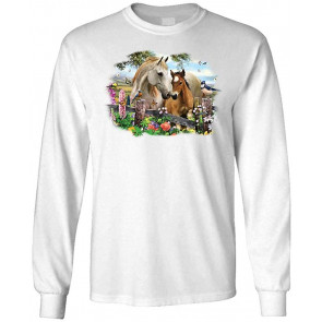 Hollyhock Horses - Horse Equine Lover - T-Shirt