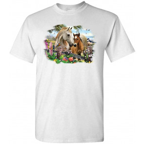 Hollyhock Horses - Horse Equine Lover - T-Shirt
