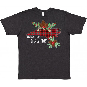 Home For Christmas North Carolina In Plaid With Holly T-Shirt