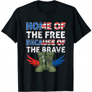 Home Of The Free Because Of American Patriotic Soldier Flag T-Shirt