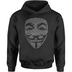 HOOD V For Vendetta Anonymous Mask X-Large Black T-Shirt