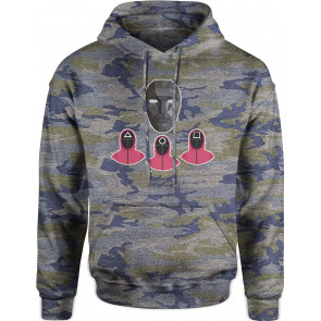 Squid Front Man Worker Faces Medium Vintage Camo T-Shirt