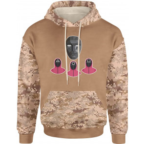 Squid Front Man Worker Faces XX-Large Sand Camo T-Shirt
