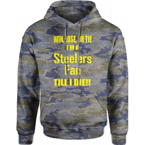Win Lose Or Tie Steeler Fan Small Vintage Camo T-Shirt