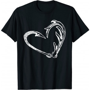 Hook And Antler Fisherman Hunter Heart Love T-Shirt