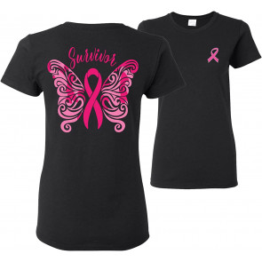 Hope Pink Ribbon Support Brave Fight Breast Cancer Awareness Front And Back T-Shirt