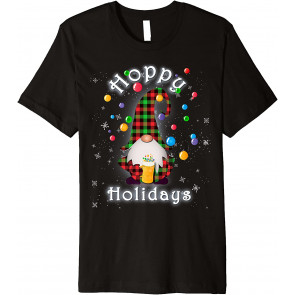 Hoppy Holidays Drinking Gnome Thanksgiving Christmas Themed T-Shirt