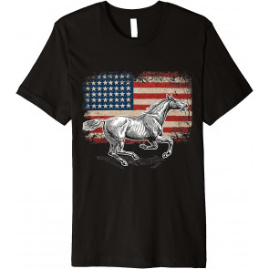 Horse American Flag Patriotic Horse Gift T-Shirt