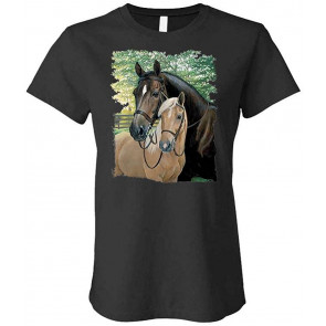 HOT Shot & ED - Best Friends Horses - Ladies Cotton T-Shirt