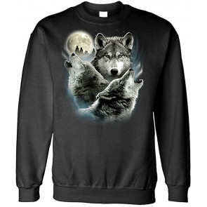 Howling In The Night - 3 Wolves Wolf America - Fleece Sweat T-Shirt